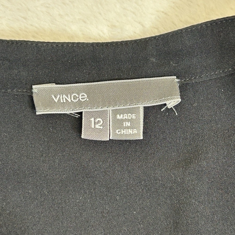 Vince 100% Silk Long Sleeve Shirt‎ Dress Drawstring Waist w/ Pockets Size 12 - Picture 3 of 6